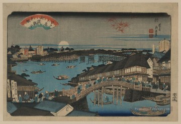  Ukiyoye Art - lueur du soir au pont Ryogoku 1848 Keisai, Ukiyoye